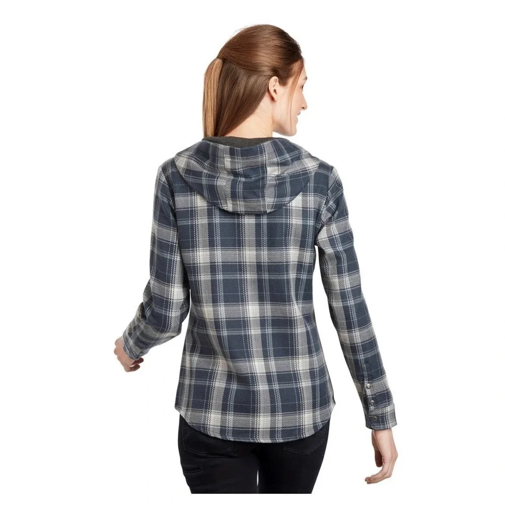Kuhl Kleo hoodie‎ Shacket blue plaid women’s size small
